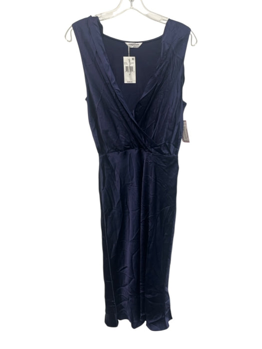 Amanda Uprichard Size M Navy Blue Silk Sleeveless tie strap Side Slit Dress Navy Blue / M