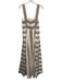 Antonio Melani Size S / 6 White & Brown Linen & Rayon Striped Wide Strap Dress White & Brown / S / 6