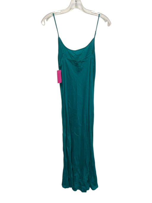J. Crew Size M / 8 Turquoise Blue Linen Spaghetti Strap Midi Slip Shift Dress Turquoise Blue / M / 8