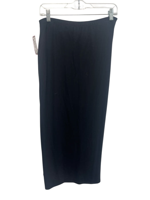 Reformation Size L Black Tencel Lyocell Stretch Gathered Side Slit Midi Skirt Black / L