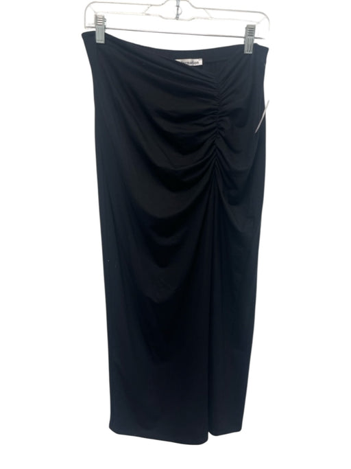 Reformation Size L Black Tencel Lyocell Stretch Gathered Side Slit Midi Skirt Black / L