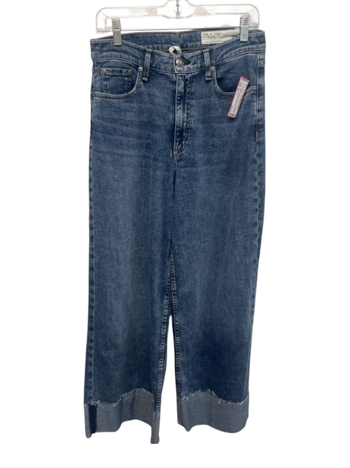 Rag & Bone Size 29 Medium Wash Cotton Blend High Rise Wide Leg Cuffed Jeans Medium Wash / 29