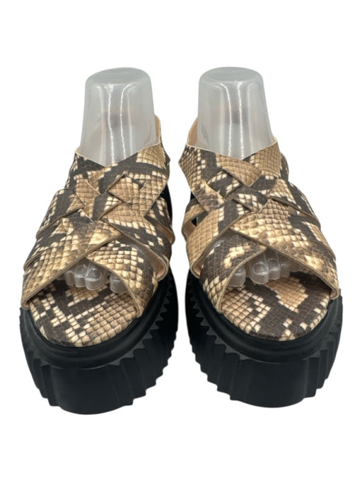 AGL Shoe Size 39 Black, Beige & Brown Leather Snakeskin print Platform Sandals Black, Beige & Brown / 39