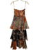 Geisha Designs Size M Orange, Brown & Multi Polyester & Rayon Floral Padded Gown Orange, Brown & Multi / M