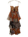 Geisha Designs Size M Orange, Brown & Multi Polyester & Rayon Floral Padded Gown Orange, Brown & Multi / M