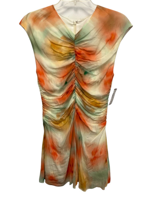 Banana Republic Size M / 8 Cream, Orange & Green Rayon Blend Water Color Dress Cream, Orange & Green / M / 8