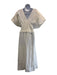 Sea New York Size M / 8 White Ramie & Cotton Short Cap Sleeve Pleat Detail Dress White / M / 8