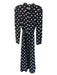 Hobbs Size 4 Black & White Viscose Button Up Collared Belted Polka Dot Dress Black & White / 4