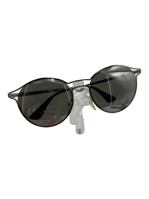 Prada AS IS - Scratched Silver Metal Round Gray Tint Sunglasses