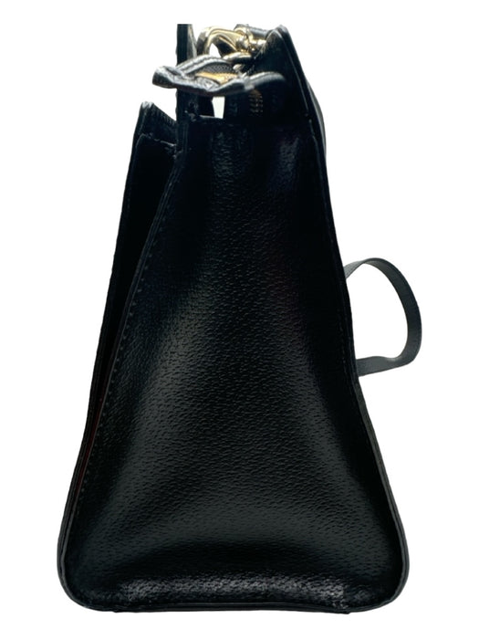Kate Spade Black Leather Rolled Handles Structured Zip Top Tote Bag Black / M