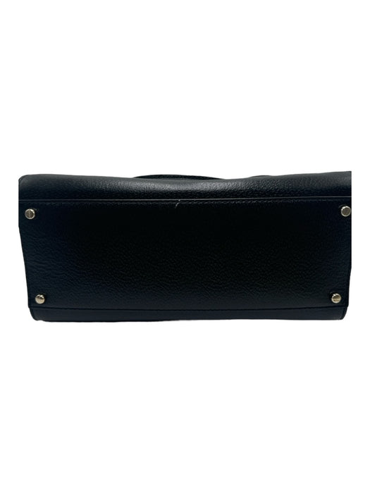 Kate Spade Black Leather Rolled Handles Structured Zip Top Tote Bag Black / M