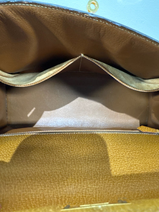 Hermes Tan Leather Gold hardware Top Handle Crossbody Strap Vintage Bag
