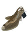 Jimmy Choo Shoe Size 38 Gold Leather Metallic Peep Toe Stiletto Slingback Pumps Gold / 38