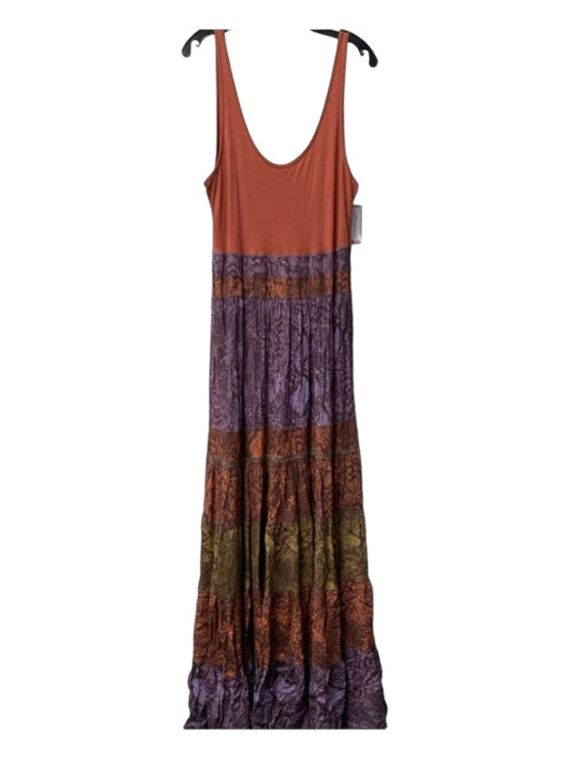 By Anthropologie Size Large Rust & mutli No Fabric Tag Sleeveless Tiered Dress Rust & mutli / Large