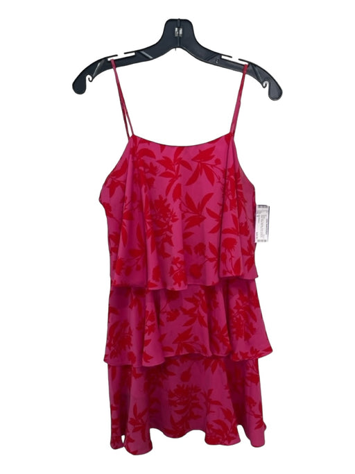 Sam Edelman Size S Pink & Red Polyester Floral Spaghetti Strap Tiered Mini Dress Pink & Red / S