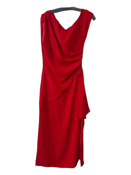 Elliatt Size S Red Polyester Wide Neck Sleeveless Gathered Sides slit Dress Red / S