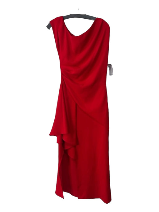 Elliatt Size S Red Polyester Wide Neck Sleeveless Gathered Sides slit Dress Red / S