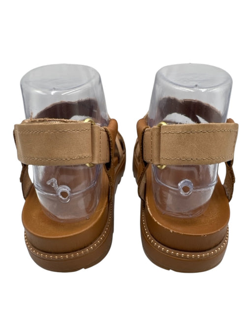 Sorel Shoe Size 6 Brown & Tan Leather Velcro Strap Strappy Open Toe Sandals Brown & Tan / 6