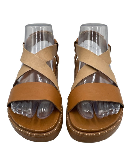 Sorel Shoe Size 6 Brown & Tan Leather Velcro Strap Strappy Open Toe Sandals Brown & Tan / 6