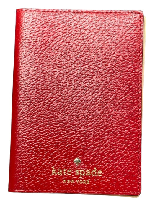 Kate Spade Red Leather Bi-Fold Gold Hardware Logo Passport Case Red