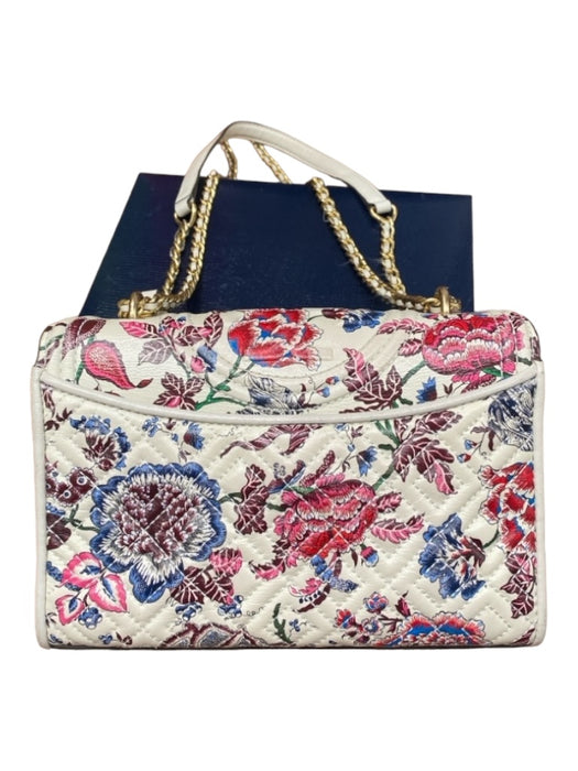 Tory Burch White & Multi Leather Quilted Floral Tassle Detail Bag White & Multi / S