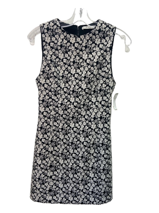 Alice + Olivia Size 2 Black & White Cotton & Nylon Sleeveless Floral Print Dress Black & White / 2