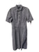 Nautica Size 8 Navy & white Cotton Plaid Half Button Short Sleeve Collared Dress Navy & white / 8