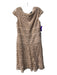 Adrianna Papell Size 10 Beige Nylon Lace Overlay Boat Neck Cap Sleeve Midi Dress Beige / 10