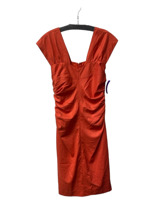 Robert Rodriguez Size 4 Orange Acetate Back Zip Square Neck Midi Dress Orange / 4