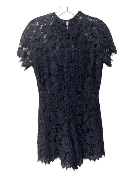 Alexis Size M Black Nylon Blend Lace Overlay Shorts Back Zip short sleeve Romper Black / M