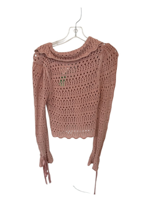 Free People Size XS Mauve Cotton Macrame Long Bell Sleeve Buttons Sweater Mauve / XS