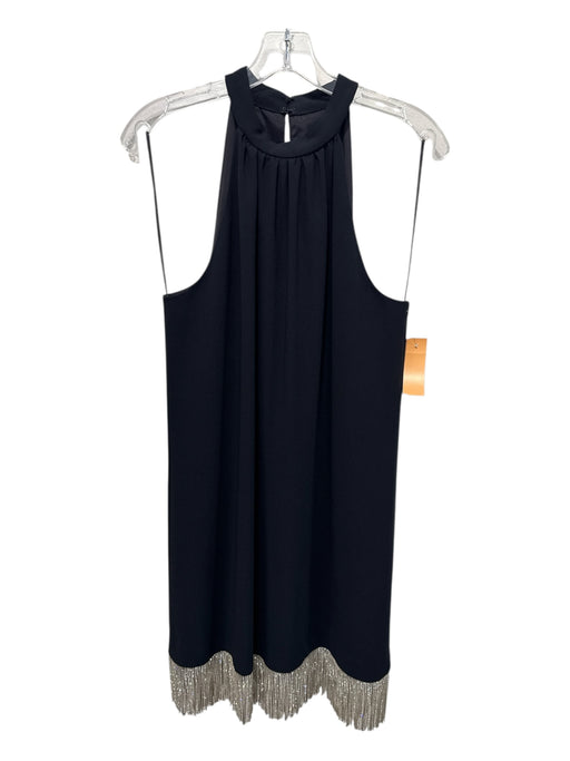 Trina Turk Size L Black Polyester Sleeveless Halter Neck Fringe Dress Black / L