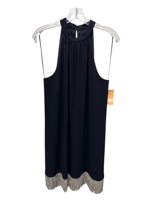 Trina Turk Size L Black Polyester Sleeveless Halter Neck Fringe Dress Black / L