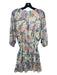 Yumi Kim Size S Blue & Multi Polyester Floral Tie Neck 3/4 Sleeve Dress Blue & Multi / S