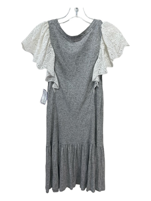 Rebecca Taylor Size S Gray & White Rayon Blend Round Neck Lace Cap Sleeve Dress Gray & White / S