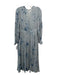 Loveshackfancy Size XS Gray & Blue Silk Floral Surplice Long Sleeve Dress Gray & Blue / XS