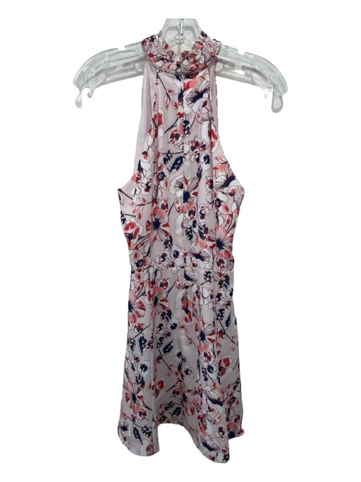 Parker Size S Pink & Navy Polyester Floral High Neck Sleeveless Dress Pink & Navy / S