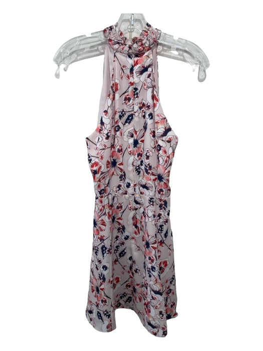 Parker Size S Pink & Navy Polyester Floral High Neck Sleeveless Dress Pink & Navy / S