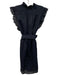 Frame Size L Navy Blue Ramie Ruffle Trim Cap Sleeve Dress Navy Blue / L