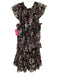 Misa Size M Black, White, Multi Viscose Floral Ruffle Trim Elastic Waist Dress Black, White, Multi / M