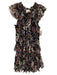 Misa Size M Black, White, Multi Viscose Floral Ruffle Trim Elastic Waist Dress Black, White, Multi / M