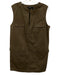 Theory Size 12 Olive Brown Cotton 4 Pocket Split V neckline Sleeveless Dress Olive Brown / 12
