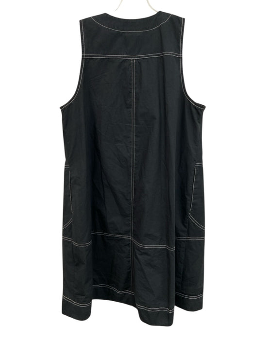 Maeve Size S Navy Blue & White Cotton Contrast Stitch Gold Zipper V Neck Dress Navy Blue & White / S