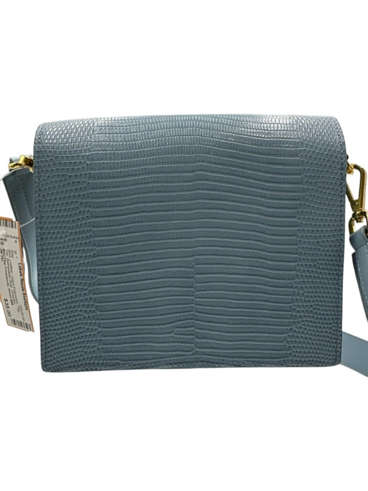 JW PEI Blue Leather Lizard Embossed Flap Top Removable Strap Shoulder Bag Blue / Mini