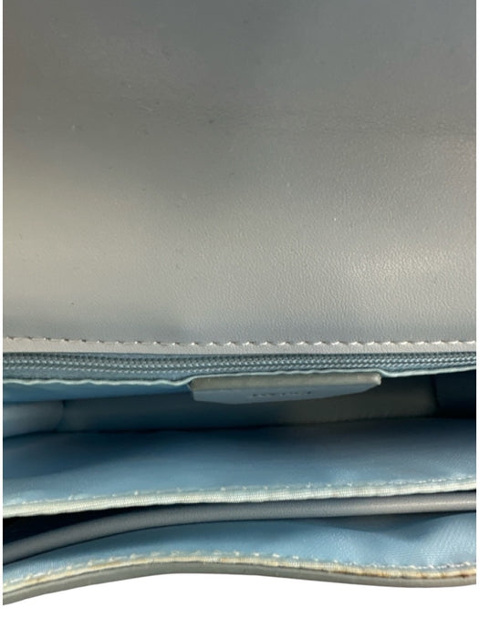 JW PEI Blue Leather Lizard Embossed Flap Top Removable Strap Shoulder Bag Blue / Mini