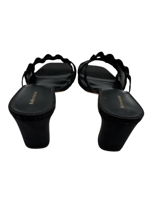 Reformation Shoe Size 9.5 Black textile upper Mesh Wavy Square Toe Sandal Mules Black / 9.5