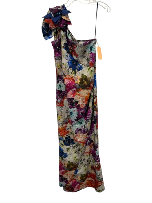 Chiara Boni Size Est L Multi Polyamide Blend Brushstroke Print One Shoulder Gown Multi / Est L