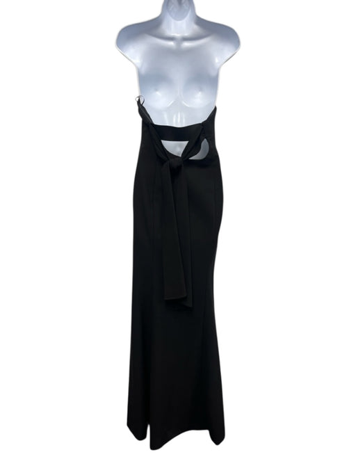 Likely Size 12 Black Polyester Blend Strapless Tie Back Front Slits Gown Black / 12