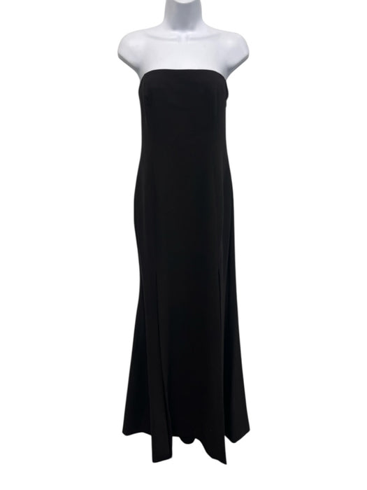 Likely Size 12 Black Polyester Blend Strapless Tie Back Front Slits Gown Black / 12