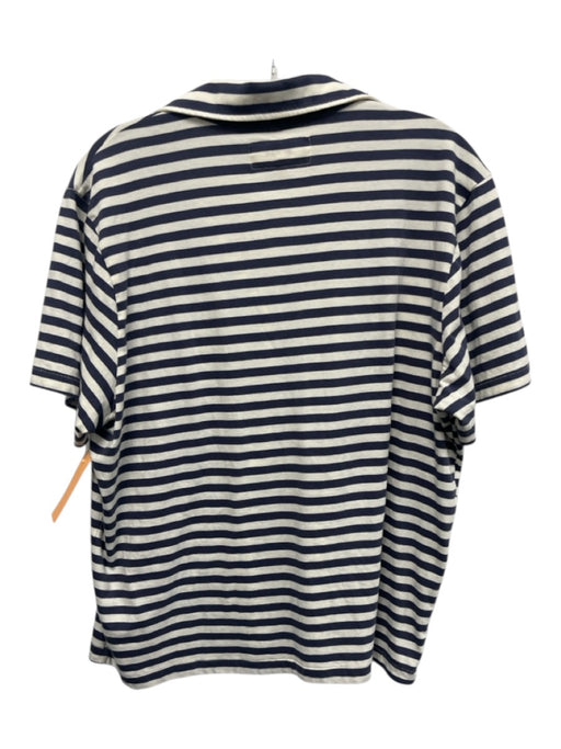 The Great Size 2 Cream White & Navy Blue Cotton Striped Short Sleeve Polo Top Cream White & Navy Blue / 2